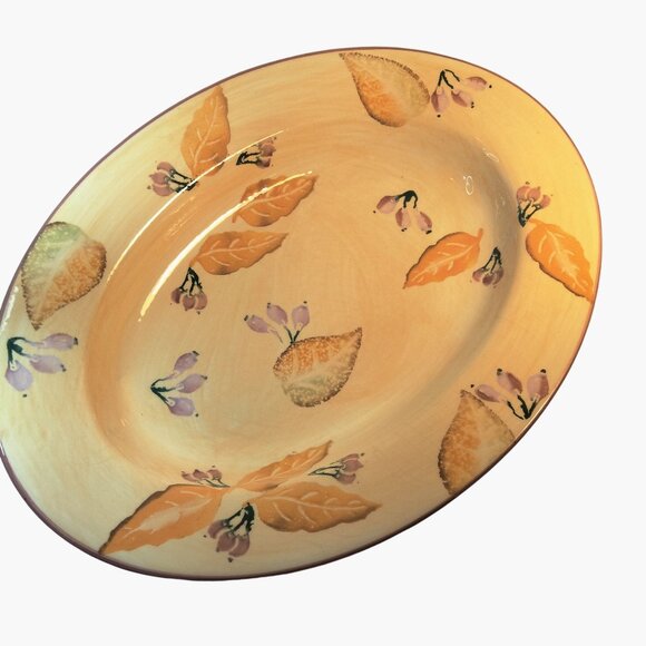 Home Autumn Leaf Ceramic Platter Fall Thanksgiving Italy - Picture 1 of 5